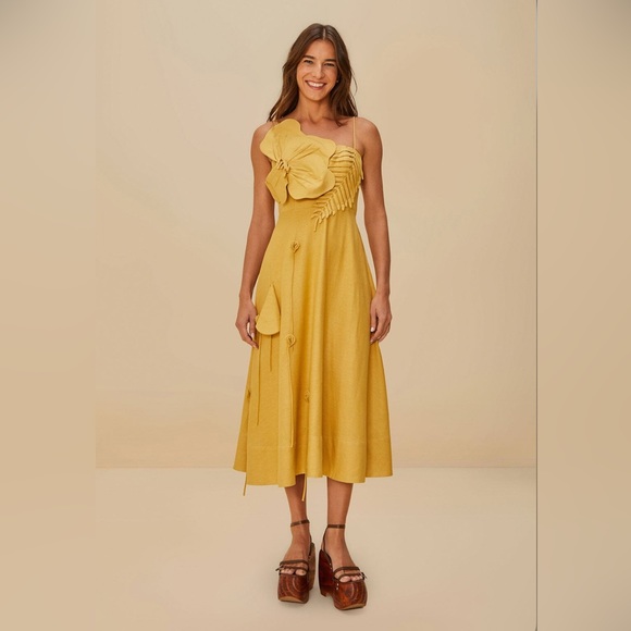 Farm Rio Sand Garden Midi Dress - Picture 1 of 10